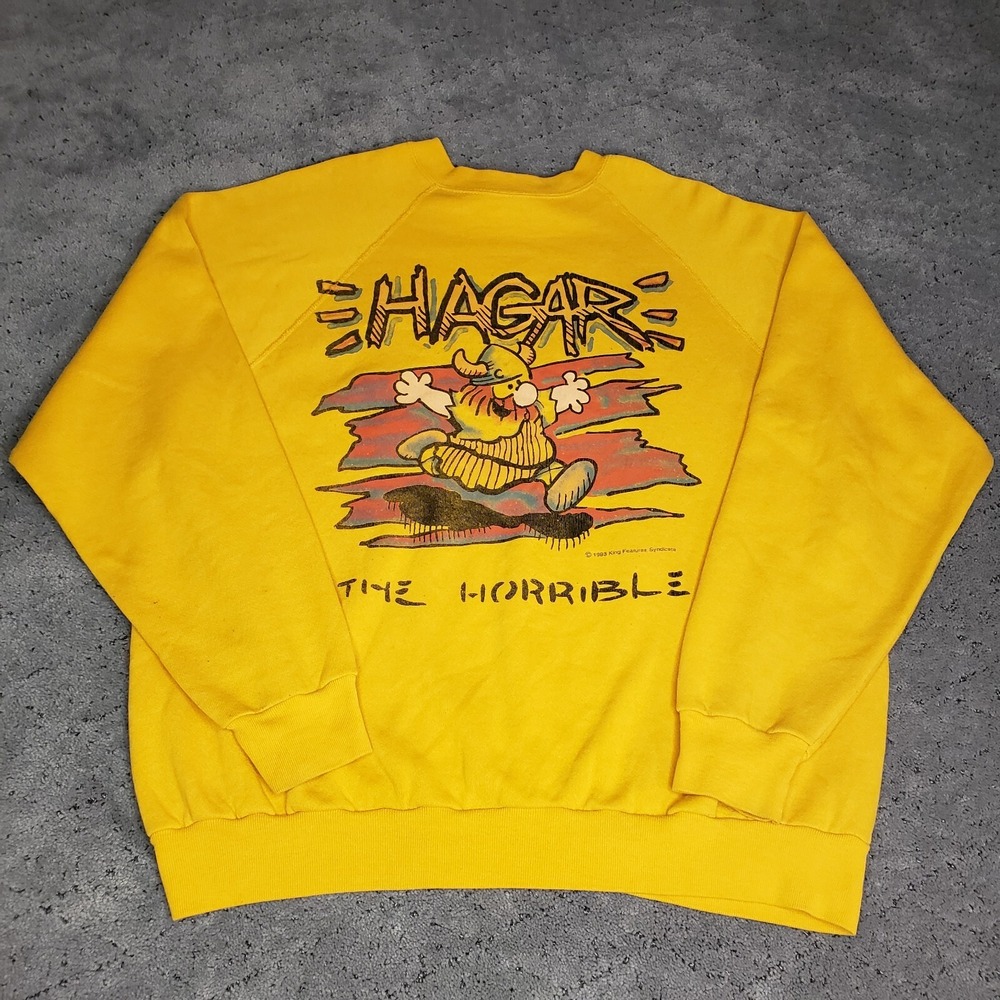 Vintage Tultex Hagar The Horrible Sweatshirt Adult XL Yellow Crew Neck 90s‎ USA